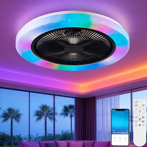 Low profile black ceiling fan - low,