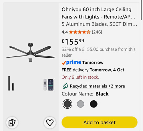 Ohniyou 60in ceiling fan with - ceiling,