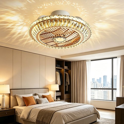 Crystal ceiling fan with led - ceiling,