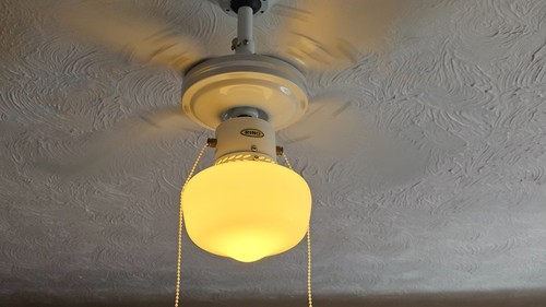 White ceiling fan with light