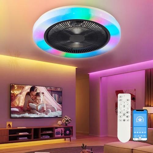 Rgb led ceiling fan with - fan, light
