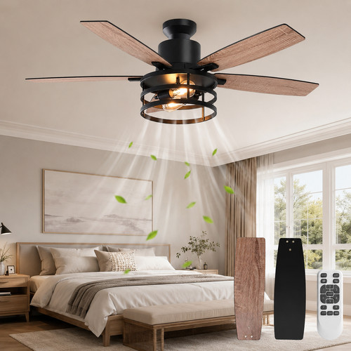 Ceiling fan with - ceiling, blcak